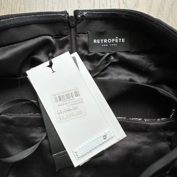 Retrofete Martini Black Strapless Mini Dress Rhinestone Crystal - Small - Picture 8 of 14